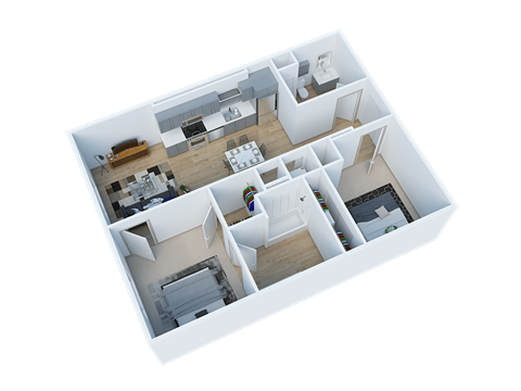 Floor plan for 2 beds, 2 baths, 850 sqft